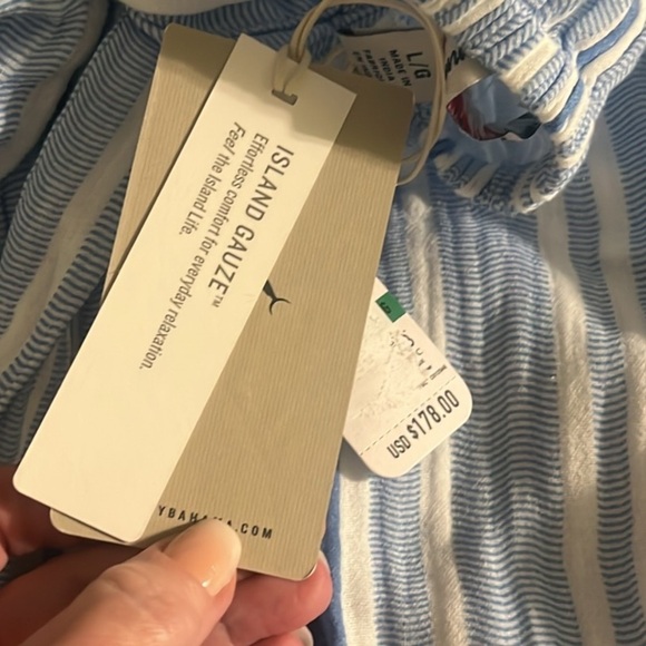 NWT,TOMMY BAHAMA, Vill Solstice Stripe Off The Shoulder Cotton Dress Blue Vault - Picture 11 of 14